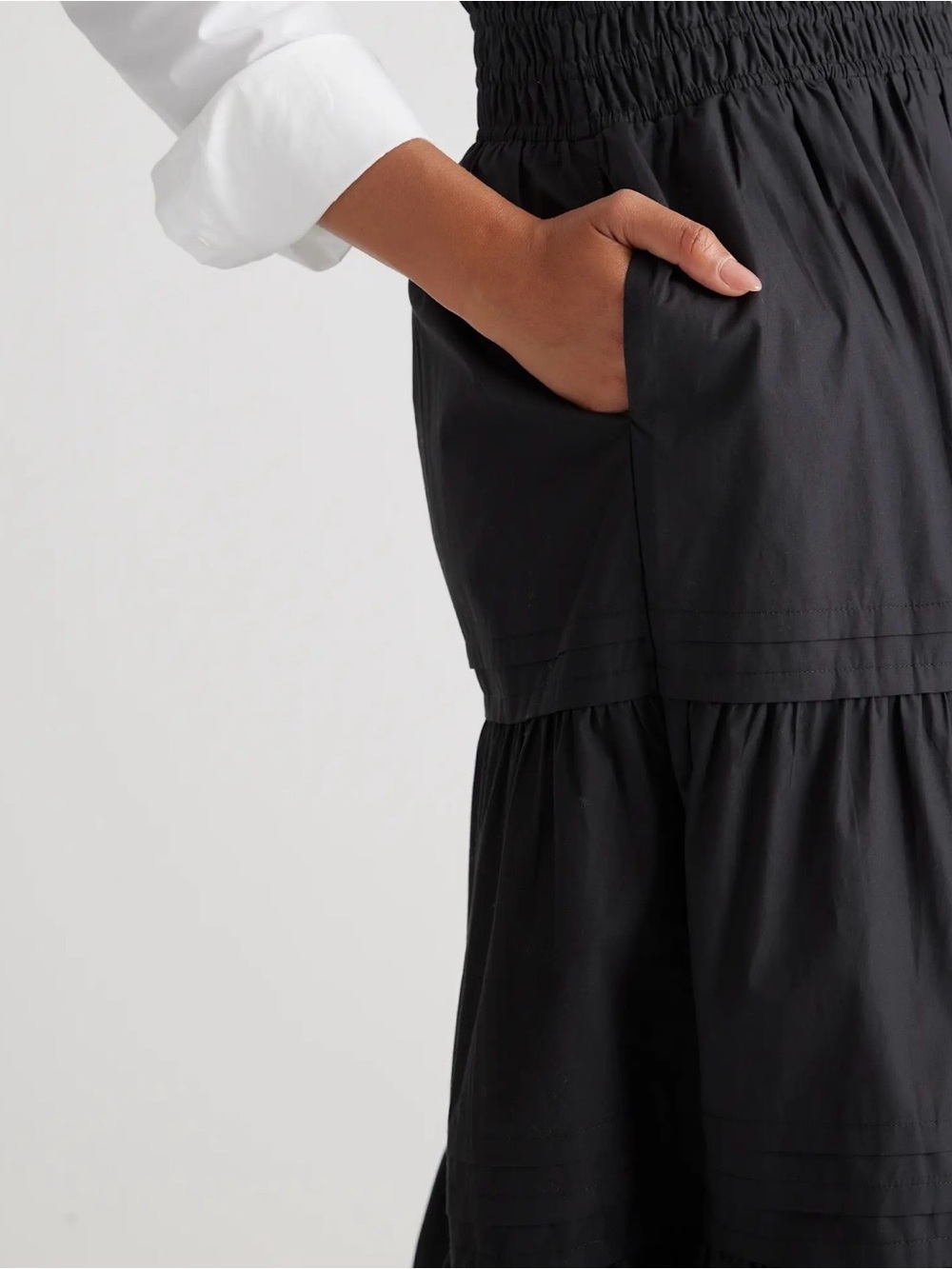 Quince Organic Cotton Poplin Tiered Maxi Skirt – Black XS Regular - Like New - Picture 3 of 9